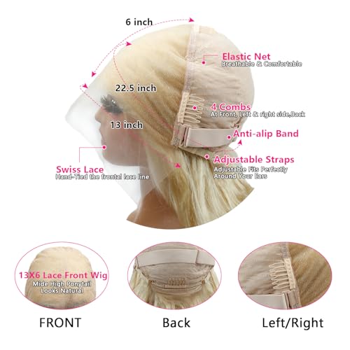 Lace Front Wigs Human Hair 13x6 Body Wave Brazilian Human Hair 200 Density Blonde Wigs Pre Plucked (613 Blonde, 30inch)
