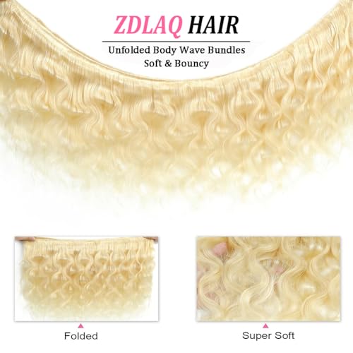613 Bundles Blonde Bundles Human Hair 32 Inch 613 Body Wave bundles 100% Unprocessed 12A Grade Brazilian Virgin Hair Bundles 1 Bundle Human Hair 613 Blonde Bundle Hair Extensions for Women
