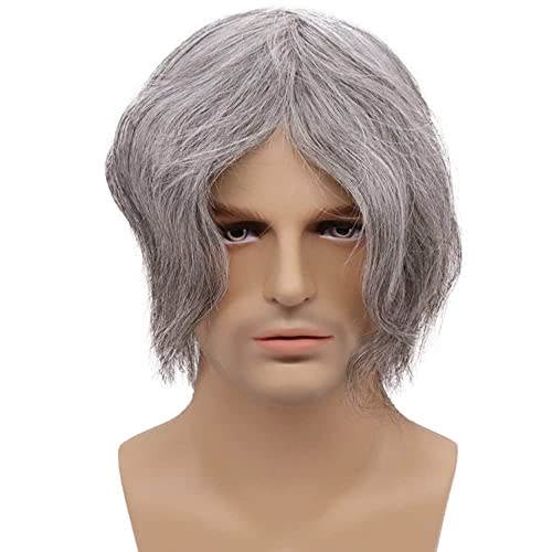 Men¡¯s Toupee Soft Thin Skin 0.06mm PU 10x8inch Hair Replacement for Men's Hairpiece 100% European Human Hair Pieces for Man 1B Black Color Mixed 70% Grey Hair