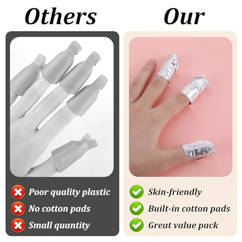 Giantree 100 Pcs Nail Foil, Nail Polish Remover Gel Nail Foil Wraps for Nails, Soak Off Foils Cotton Pads Gel Polish Remover for Soak off Gel Polish Removing at Home(100PCS)