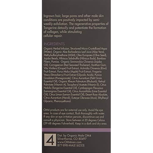 Organic Male OM4 Resurface: Citrus Bamboo Resurfacing Scrub - Mens Gentle Exfoliator Renews Hydrates Skin