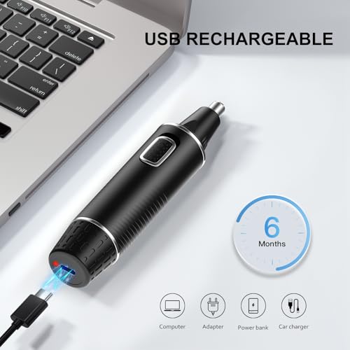 Nose Hair Trimmers for Men£¬Rechargeable Hair Trimmer 2 in 1 Painless Multifunctional Ear and Nose Hair Trimmer with IPX7 Waterproof Dual Edge Blades (Black Silver)