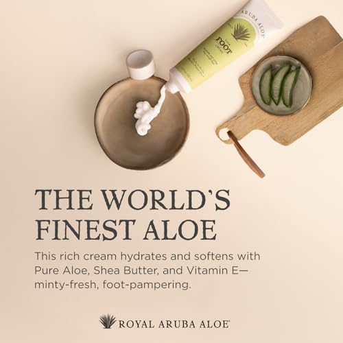 Royal Aruba Aloe Luxe Foot Cream - Nourishing and Hydrating Formula with Minty Scent - 6 Oz tube