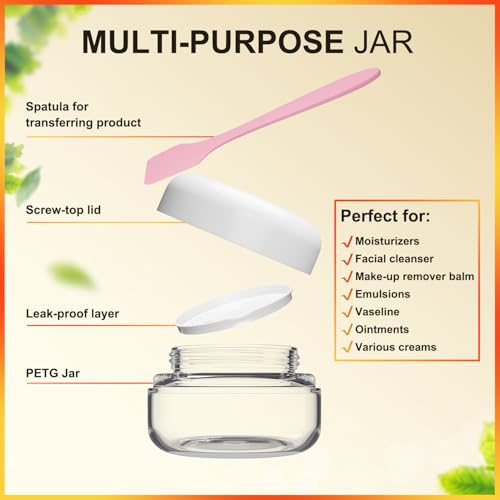 Travel Size Containers for Toiletries, 1 OZ BPA Free, TSA Approved Cosmetic Jars for Face Hand Body Creams Lotions, with Waterproof Labels and 2 Mini Spatulas for Gift (4 Pack)