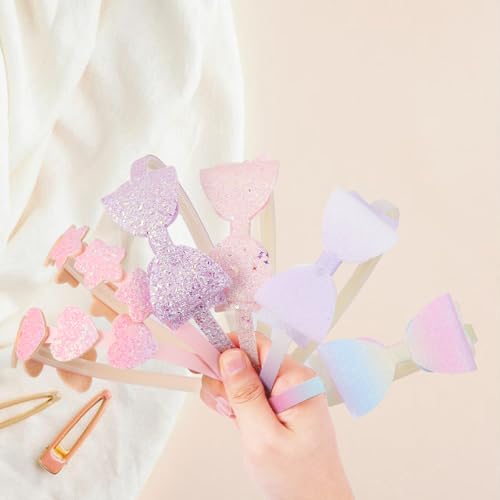 6 pcs Girls Headbands Sweet Girl Hair Accessories Glitter Bow/Flower/Star Hairband Cute Head band for Girls/Kids
