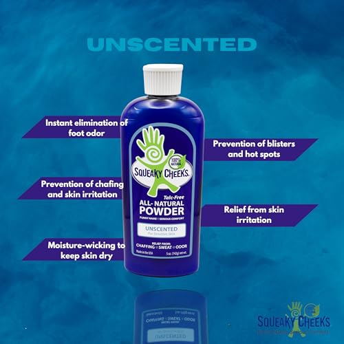 Squeaky Cheek Organic Talc-Free Unscented Dusting Powder (5oz) - Gentle, Nourishing, Fragrance-Free for Sensitive Skin