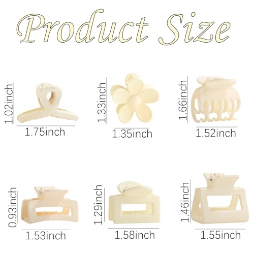 18Pcs Medium Hair Clips for Women Girls - Matte Love, Triangle, Ribbon and Semicircle Styles for Thin/Thick Hair, Cute Nonslip Accessories (White, Brown, Black)