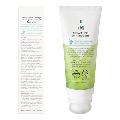 Dr.Cabbage+ Cabbage Breast Cream 3.38 Oz with Special Cooling Ball applicator | For Engorgement, Mastitis, Stop Lactation | Trusted by Korea Mother, Breastfeeding Essencial