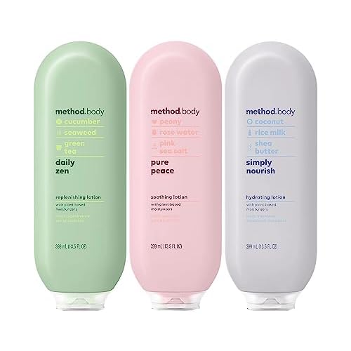 Method Daily Lotion, Daily Zen, Pure Peace, Simply Nourish, 13.5 Fl Oz Each (Variety Pack)