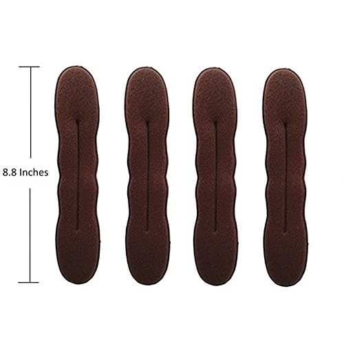 Styla Hair Brunette 4 Count Hair Bun Maker Accessories, Large Foam Sponge Shaper for Easy Bun Twister, Ballet Buns, French Twist, Updo's, Waves & more - Strong, Flexible, Reusable