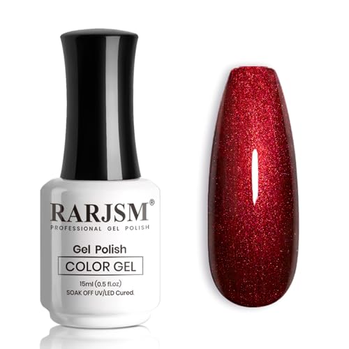 RARJSM Chameleon Gel Nail Polish Black to Red Multichrome Chameleon Color Changing Glitter Chrome GelPolish Curing Requires Sparkle Shimmer Nail Gel Varnish Soak Off DIY at Home Salon 15ml