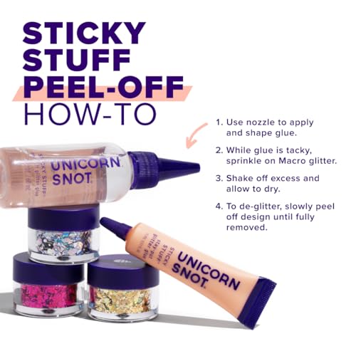 UNICORN SNOT Glitter Glue Primer | Sticky Stuff¢â Peel Off Glitter Glue for Long-Lasting Perfection | Halloween Costume Makeup, Dries Clear