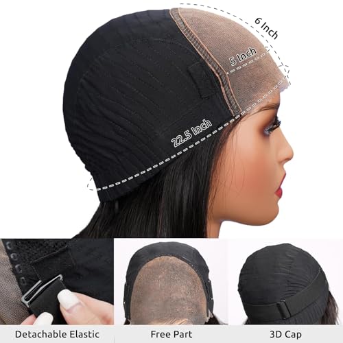 24inch Glueless Wig Human Hair Pre Plucked Pre Cut 230% Density Closure Wigs Human Hair 5x6 Body Wave HD Lace Front Wigs 12A Lace Frontal Wig Bleached Knots Natural Hairline
