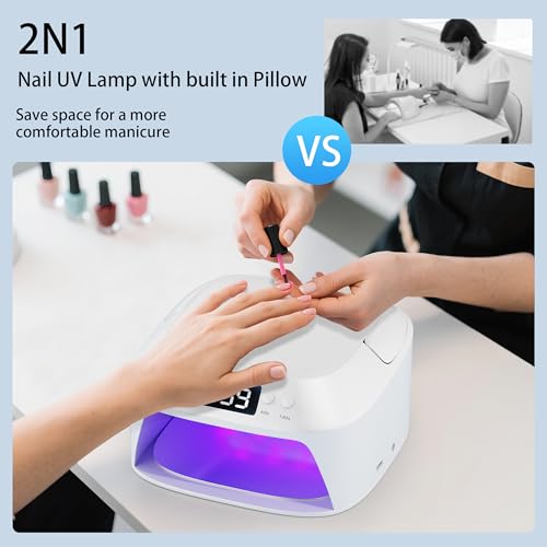 UV Gel Nail Lamp LED Nail Light Fast Dryer for Gel Polish Curing with Arm Rest Portable Handle 4 Timers Automatic Sensor Double Led Display