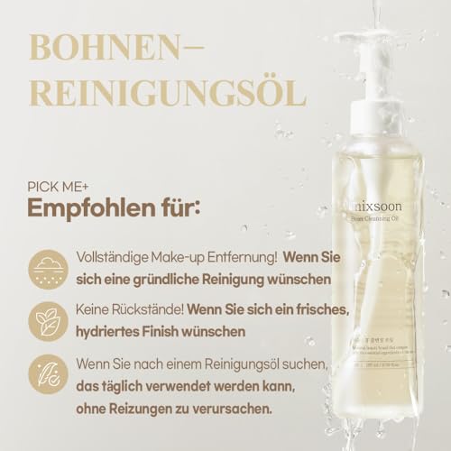 mixsoon Bean Cleansing Oil - Lightweight Oil Deep Cleansing and Makeup Remover, Fermented Bean, Hydrating and Balancing for Smooth Skin 195ml / 6.59 fl.oz. Korean Glass Skin Care