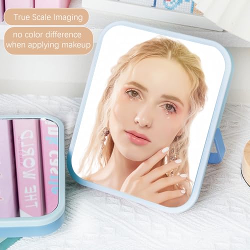 Desk Mirror, 6.7 Inch Vanity Mirror, Makeup Mirror with 1-Hanging Port, 1 Travel Makeup Mirror with U-Shaped Bracket for Makeup Desk £¦ Dressing Room (Green)