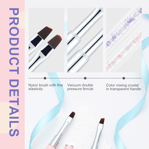 2PCS Nail Art Clean Up Brushes - Flat/Angled Nail Brushes for Cleaning Polish Mistakes on the Cuticles, Brushes for Nail Art and Designs Painting DIY