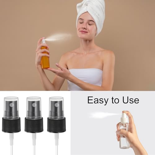 uxcell 50 Pcs Black Spray Top, 20/410 Fine Mist Sprayer Reusable Replacement Spray Bottle Pump Plastic Top for Cosmetic Perfume and Body Sprays Bottle