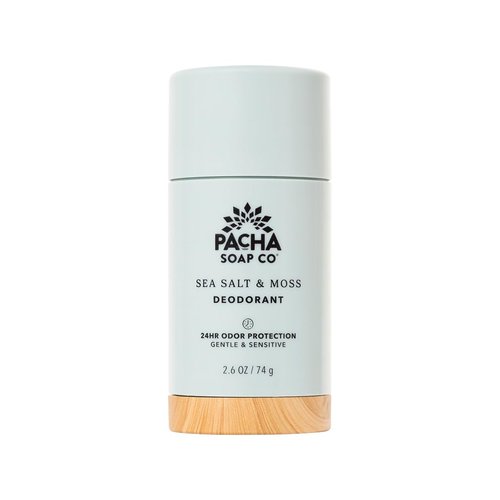 Pacha Soap Co. Aluminum-Free Deodorant - Sea Salt & Moss Scented, 24-Hour Odor Protection for Gentle & Sensitive Skin, Clean Ingredients, Baking Soda-Free, Made in the USA, 2-Pack (2.6 oz Each)