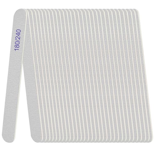 Nail File, Emery Boards for Nails 180/240 Grit Nail Files for Natural Nails Wood Double Sided Emory Fingernail Files Professional Reusable Manicure Pedicure limas para u?as (24 Packs)