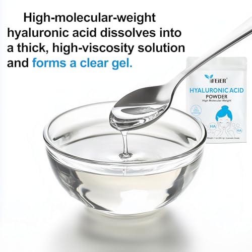 Hyaluronic Acid Powder | High Molecular Weight Hyaluronic Acid Serum Powder | 1oz(28.3g) Cosmetics Grade | Sodium Hyaluronate | LMW HMW HA ingredient to make gel for DIY Serums
