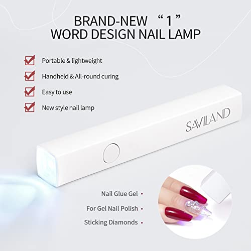 SAVILAND U V Light for Nails: Handheld Gel Lamp for Gel Nails Flash Cure Lamp for LED Nail Lamp Portable Mini Nail Dryer Polish Nail Glue USB Flashlight Home DIY Manicure Art
