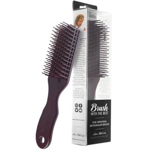 Maroon Detangler Brush by Felicia Leatherwood - For Kinky, Curly, Wavy 4c or Straight Hair - Tame Your Tangles Smooth Your Coils - Pain Free for All Ages