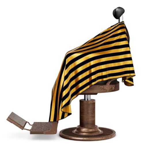 Professional Barber Cape - Hair Cutting Cape with Adjustable Neck Closure, Salon Quality Styling Cape for Hairdressers and Barbers - Gold Stripe