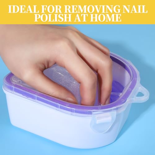 Teenitor Soak Off Bowl Nail Soaking Bowl Acetone Proof, Soak Off Gel Polish Remover Bowl, Dip Powder Remover Tools Cuticle Pusher Peeler Cuticle Oil Nail File Buffer Manicure Bowl for Hand, Lavender