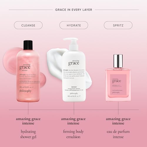philosophy amazing grace hydrating bath & shower gels - efficiently cleanses, soothes & comforts dry skin - vegan formula