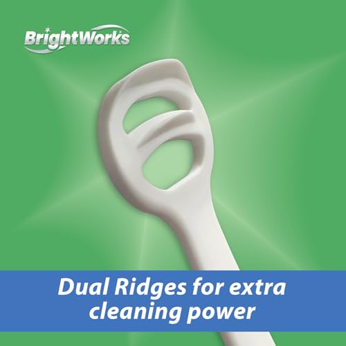 Brightworks Disposable Tongue Scraper for Adults ? 96 Count Hygienic Tongue Cleaner for Fresh Breath ? Recycled Plastic, Curved Design Tongue Cleaner ? Travel-Friendly