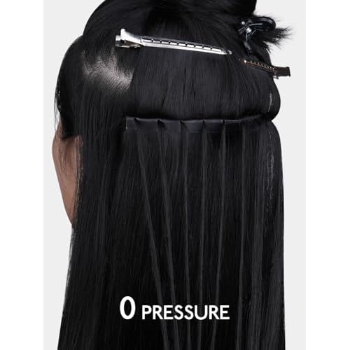 WENNALIFE Butterfly Weft Hair Extensions Human Hair 20 Inch 120g Jet Black£¬Sew in Hair Extensions Real Human Hair Add Volume and Length Genius Invisible Reusable Straight Extensions De Cabello Humano
