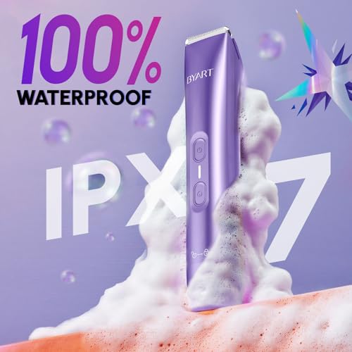 Bikini Trimmer for Women Dual Head - IPX7 Waterproof & Painless Electric Razors for Beauty, Pubic Hair, Face, Legs & Underarms? Portable Cordless Shaver with Fast Charging (Purple)