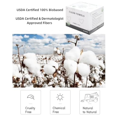 Disposable Face Towels, Biodegradable Facial Towels Clean Face Towels XL, Super Soft and Thick, Makeup Remover Dry Wipes, Face Cloths for Sensitive Skin, 10"¡¿12" 50 Count