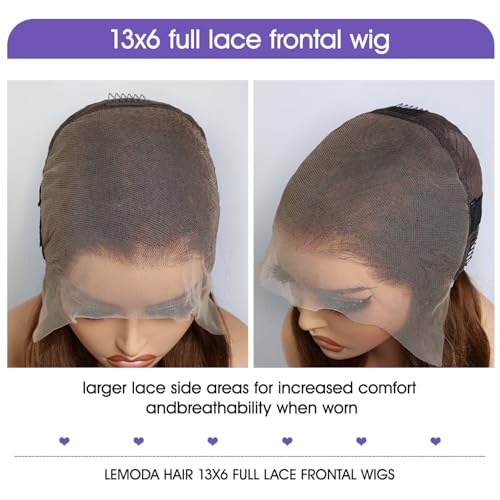 Lemoda Ginger 13x6 Full Lace Frontal Human Hair Wigs 210% Ginger Colored Body Wave 13x6 HD Transparent Lace Front Wigs 20Inch Brazilian Virgin Human Hair Pre Plucked