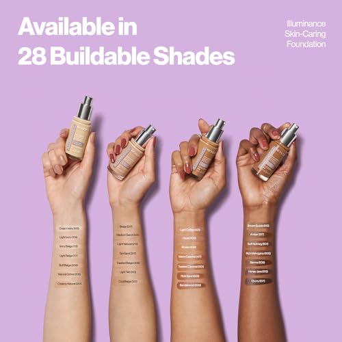 Revlon Illuminance Skin-Caring Liquid Foundation, Hyaluronic Acid, Hydrating and Nourishing Formula with Medium Coverage, 201 Creamy Natural, 1 fl oz