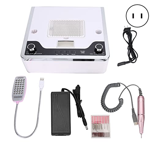 Nail Drill with Curing Lamp, Nail Dust Collector, LED Light, Grinding Machine - 108W 4-In-1 Nail Art Kit for Efficient Nail Polishing and Dust Removal (US Plug)
