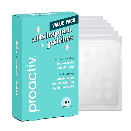 Proactiv Zits Happen¢ç Hydrocolloid Acne Patches, Pimple Patches for Face and Back Acne with Pore Cleansing Salicylic Acid, 90 Count