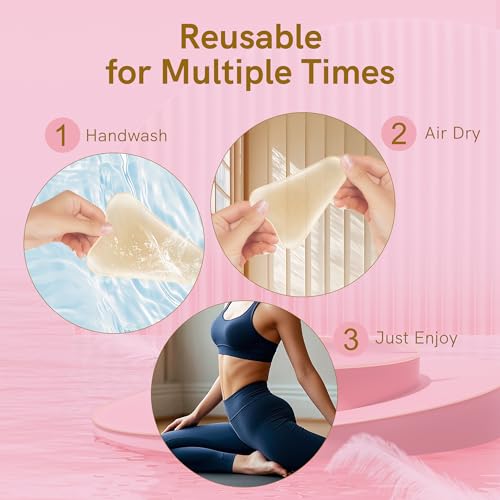 Camel Silicone Concealer Pad for Women, Reusable Invisible Insert to Eliminate Toe Show Under Leggings, Yoga Pants & Swimwear, 3 Shapes & Sizes in One Pack