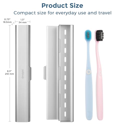 Aluminum Toothbrush Travel Case with 2 Soft Bristle Toothbrushes, Portable Complete Toothbrush Travel Kit, Toothbrush Holder for Bathroom, Camping, Business Trip