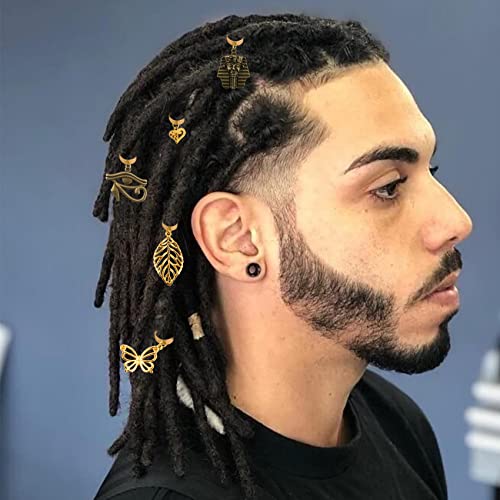 Messen 20 PCS Locs Braids Hair Cuffs 15 Styles Vintage African Pendant Charms Butterfly Shell DIY Hair Accessories (Bronze and Gold)