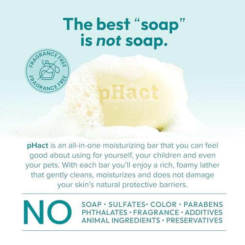 ANDREW LESSMAN pHact Moisture-Rich, Soap-Free Cleansing Bar. Natural Skin pH. Fragrance-Free. All Skin Types - Even Sensitive. Hypoallergenic. Dermatologist Tested. 6 Pack 4.25 oz each