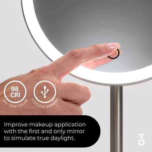 Ilios Lighting Cordless Bright LED Makeup Mirror with Lights and 5X Magnified Mirror with Long-Lasting Rechargeable Battery Perfect for Vanity (5X)