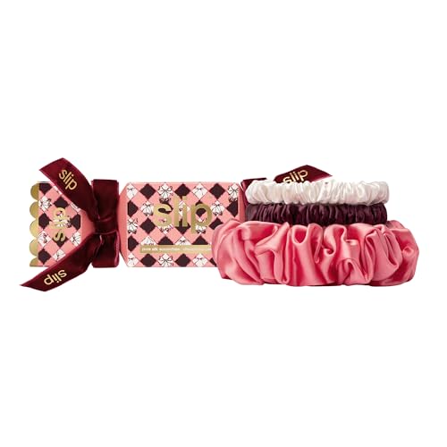 slip Assorted Scrunchies in Holiday Cracker Packaging: Anti-Crease, Anti-Breakage Slipsilk¢â Design Protects Delicate Hair | Includes 3 Pure Silk Scrunchies, Sweetheart