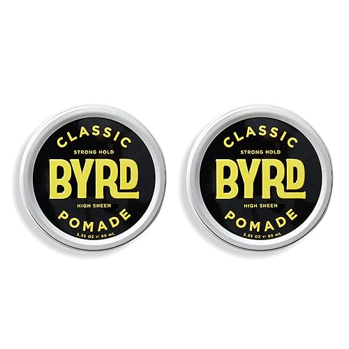 BYRD Hairdo Products Classic Pomade 2-Pack - Strong Hold, High Shine Finish, Add Flexible Texture to All Hair Types, 3.35 Oz Each (Two Pack) - Pomade for Men