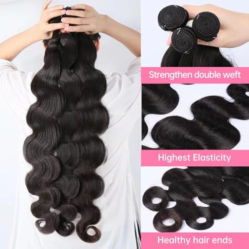 12 A Human Hair Bundles 22 22 24 24 Inch Body Wave Curly Human Hair 100% Unprocessed Brazilian Raw Virgin Hair 4 Bundles Body Wave Natural Color