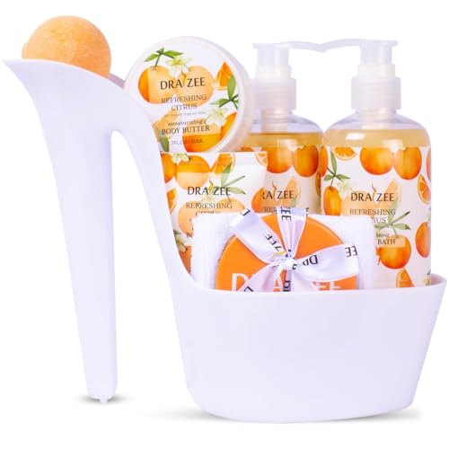 Luxury Spa Gifts for Women ? 8 Pc Citrus Scented Bath and Body Set with Bubble Bath, Lotion & More ? Luxury Self Care Kit for Wife, Mom, Girlfriend, Birthday Gifts for Women by Draizee