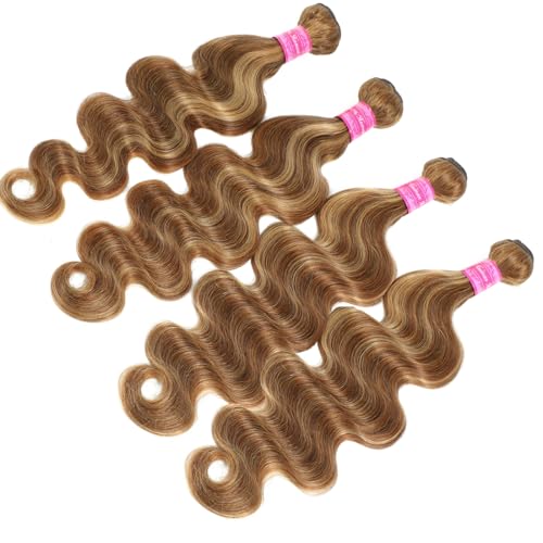Bundles Human Hair Body Wave Hair Weft 18 20 22 24 Inch Raw Unprocessed 12A Virgin Human Hair Bundles Remy Hair Bundles Ombre Honey Brown Bundles Human Hair
