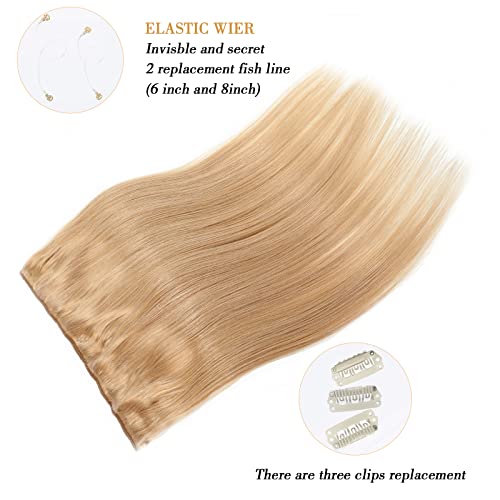 Tinashe Wire Hair Extensions Real Human Hair Straight Hair Extensions 18inch 90g Dark Blonde Invisible Wire Fish Line Hair Extensions Straight Human Hair Extensions