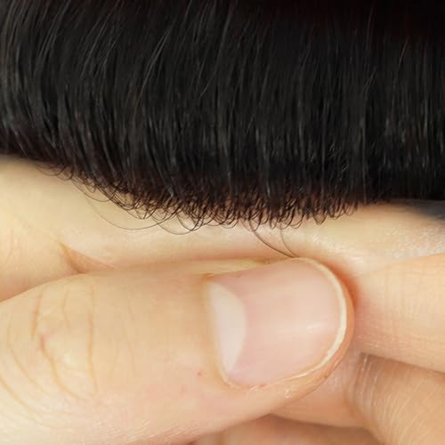 Men¡¯s Real Human Hair Toupee ? Breathable Mono Top with Durable PU Base, Natural Hairline, Lightweight Hair Replacement Systems (6"x8")